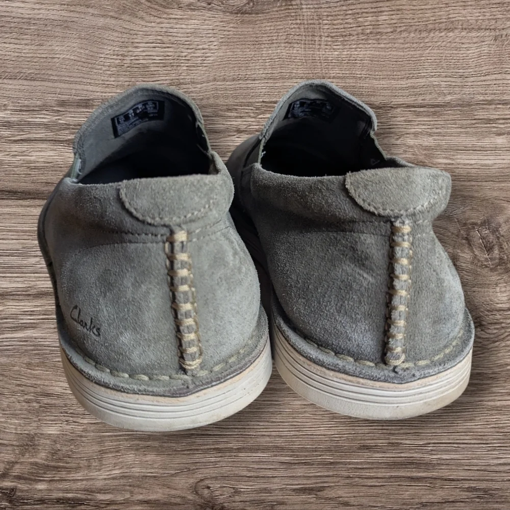 Clarks Un Tailor Tie Gray Suede Slip-On Shoes | Men’s 11